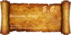 Belovay Orbó névjegykártya